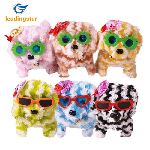 Electric Stuffed Striped Toy Dog with Glasses