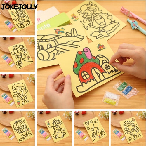 10pcs/lot Children Kids Drawing Toys Sand Painting Pictures DIY Crafts