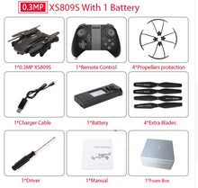 Load image into Gallery viewer, VISUO XS809S Foldable Selfie Drone with Wide Angle 2MP HD Camera WiFi FPV XS809HW Upgraded RC Quadcopter Helicopter Mini Drone