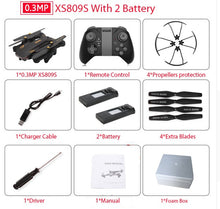 Load image into Gallery viewer, VISUO XS809S Foldable Selfie Drone with Wide Angle 2MP HD Camera WiFi FPV XS809HW Upgraded RC Quadcopter Helicopter Mini Drone