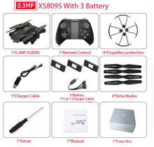 Load image into Gallery viewer, VISUO XS809S Foldable Selfie Drone with Wide Angle 2MP HD Camera WiFi FPV XS809HW Upgraded RC Quadcopter Helicopter Mini Drone