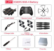 Load image into Gallery viewer, VISUO XS809S Foldable Selfie Drone with Wide Angle 2MP HD Camera WiFi FPV XS809HW Upgraded RC Quadcopter Helicopter Mini Drone