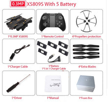 Load image into Gallery viewer, VISUO XS809S Foldable Selfie Drone with Wide Angle 2MP HD Camera WiFi FPV XS809HW Upgraded RC Quadcopter Helicopter Mini Drone