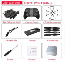 Load image into Gallery viewer, VISUO XS809S Foldable Selfie Drone with Wide Angle 2MP HD Camera WiFi FPV XS809HW Upgraded RC Quadcopter Helicopter Mini Drone