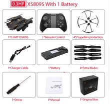 Load image into Gallery viewer, VISUO XS809S Foldable Selfie Drone with Wide Angle 2MP HD Camera WiFi FPV XS809HW Upgraded RC Quadcopter Helicopter Mini Drone