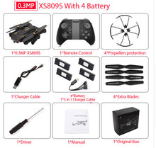 Load image into Gallery viewer, VISUO XS809S Foldable Selfie Drone with Wide Angle 2MP HD Camera WiFi FPV XS809HW Upgraded RC Quadcopter Helicopter Mini Drone