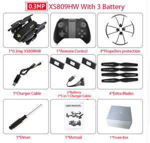 Quadcopter Mini Foldable Selfie Drone with Wifi with Camera Altitude Hold RC