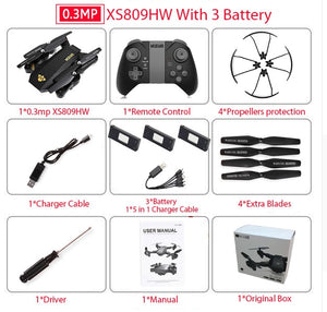 Quadcopter Mini Foldable Selfie Drone with Wifi with Camera Altitude Hold RC