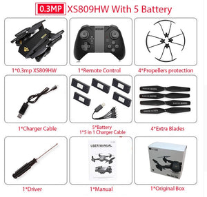 Quadcopter Mini Foldable Selfie Drone with Wifi with Camera Altitude Hold RC