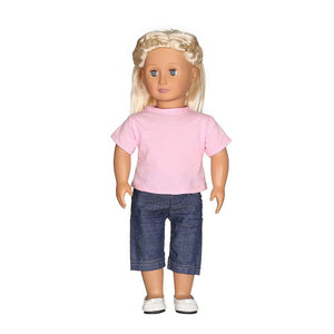 Casual T-shirt Jeans Outfit For 18 inch Girl Doll